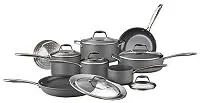 14-piece Gourmet Collection hard-anodized nonstick cookware set for durable cooking.