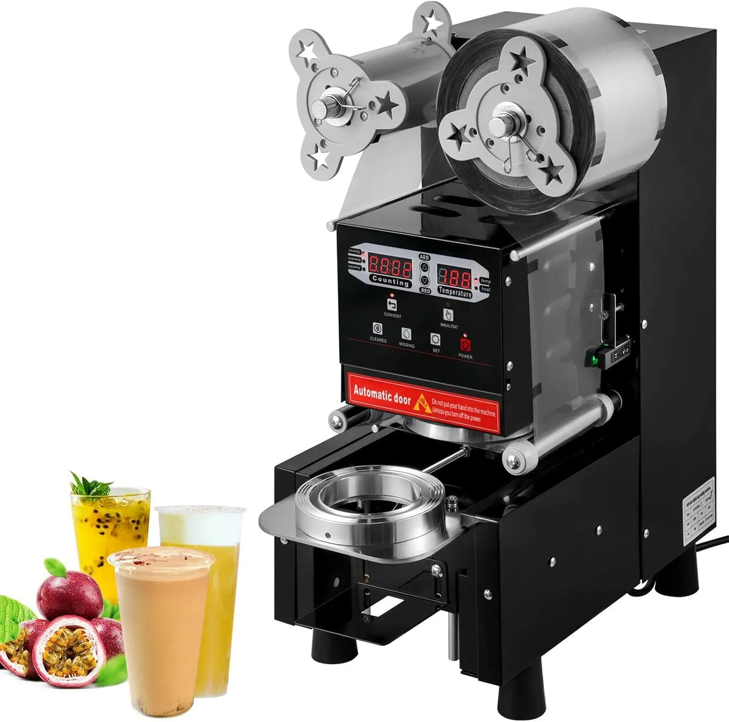 Heavy duty automatic commercial cup sealer machine for beverage cups