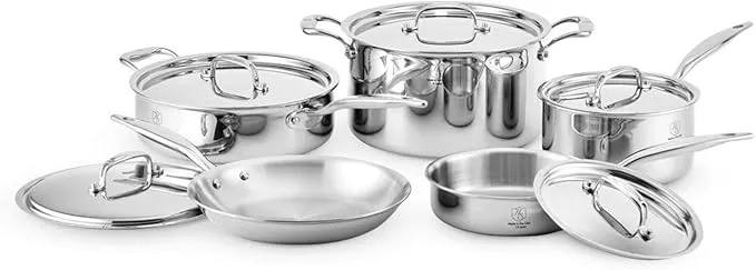 Heritage Steel 10‑Piece Cookware Set – 5‑Ply Titanium‑Infused Stainless Steel