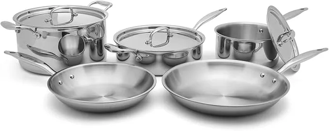 Heritage Steel 8‑Piece Core Cookware Set – Titanium‑Strengthened 316Ti Stainless Steel