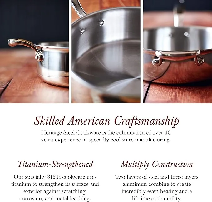Heritage Steel 8 Piece Core Cookware Set – 316Ti Titanium Stainless, Induction-Ready - Image 4