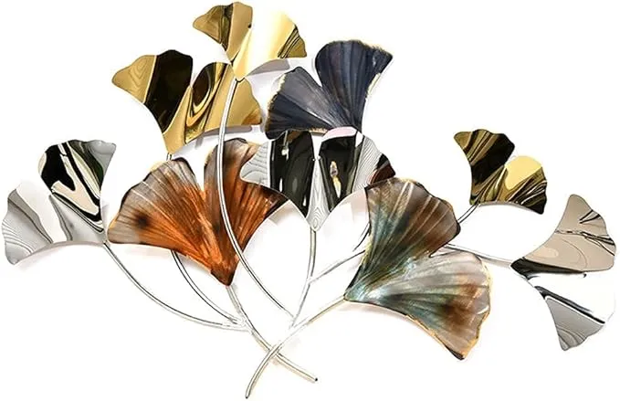 LHTYXX farmhouse 3D metal wall decor ginkgo pendant for living and dining rooms.
