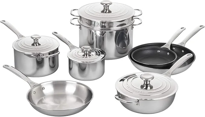 Le Creuset 12-Piece Tri-Ply Stainless Steel Cookware Set – Professional Quality