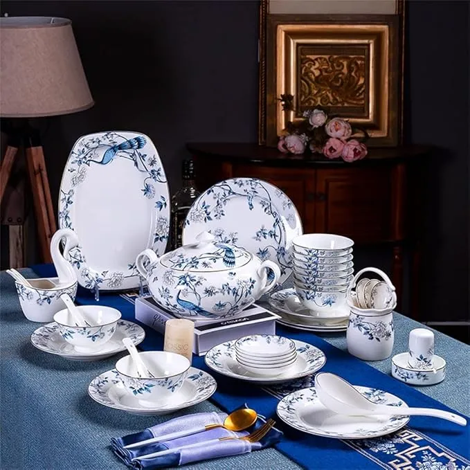 Limited edition wedding bone china dinnerware set including plates and bowls.