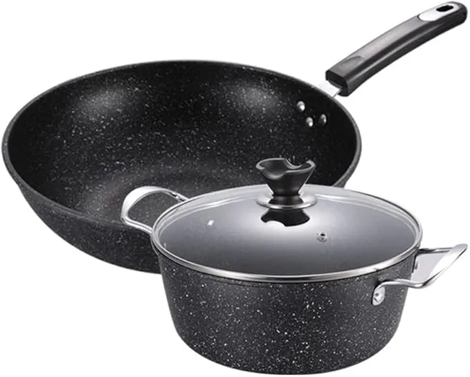 Maifan Stone Wok 2-Piece Set – Non-Stick Household Cooking Pan & Pots