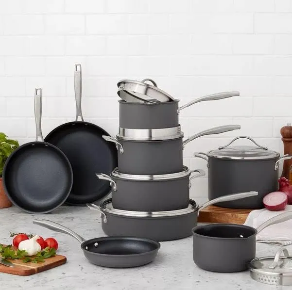15-piece Member’s Mark hard-anodized cookware set including 7 essential kitchen tools.