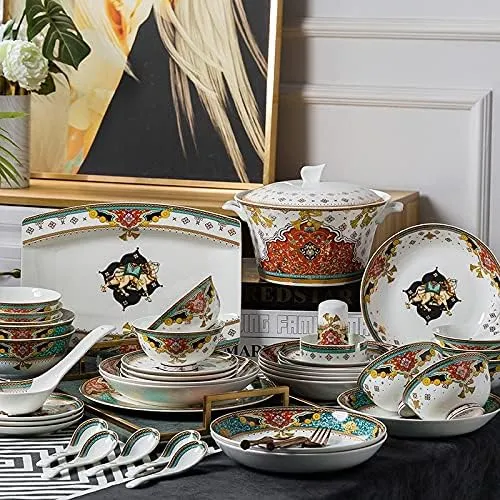 Premium bone china tableware set made with Jingdezhen porcelain.