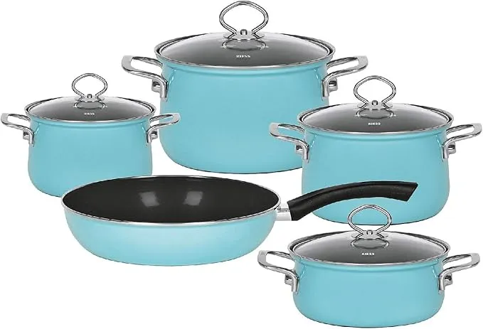 Riess Nouvelle 5-Piece Cookware Set – Kristallblau Sky Blue Enamel