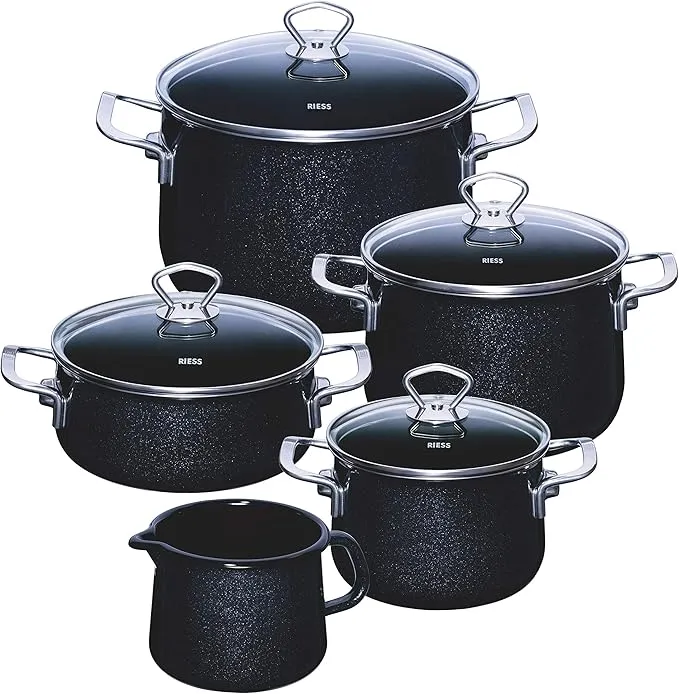 Riess Nouvelle 5‑Piece Economy Cookware Set – Casserole Pots with Glass Lids