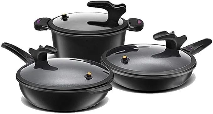 UltraDurable Nonstick Hard Anodized 3-Piece Cookware Set in Black