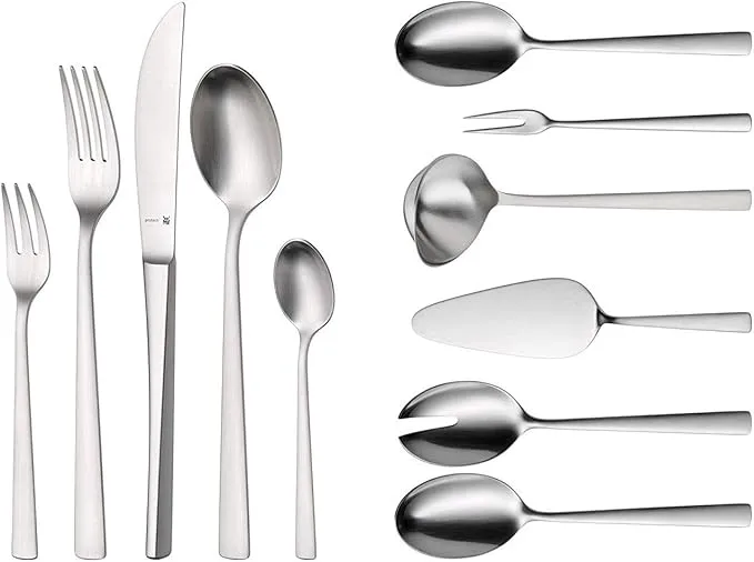 66-piece WMF Corvo cutlery set in stainless steel for 12 people.