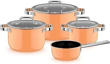 WMF Fusiontec 4‑Piece Saucepan Set – Papaya Orange, Scratch‑Resistant & Induction Ready