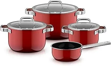 4-piece WMF Fusiontec Mineral Pro saucepan set, scratch-resistant, induction and oven safe.