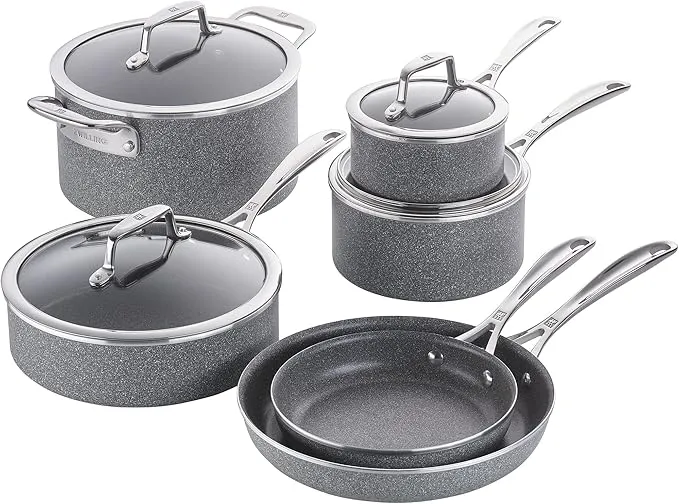 All-Clad D3 10-Piece Stainless Steel Nonstick Cookware Set – Oven Safe, Silver