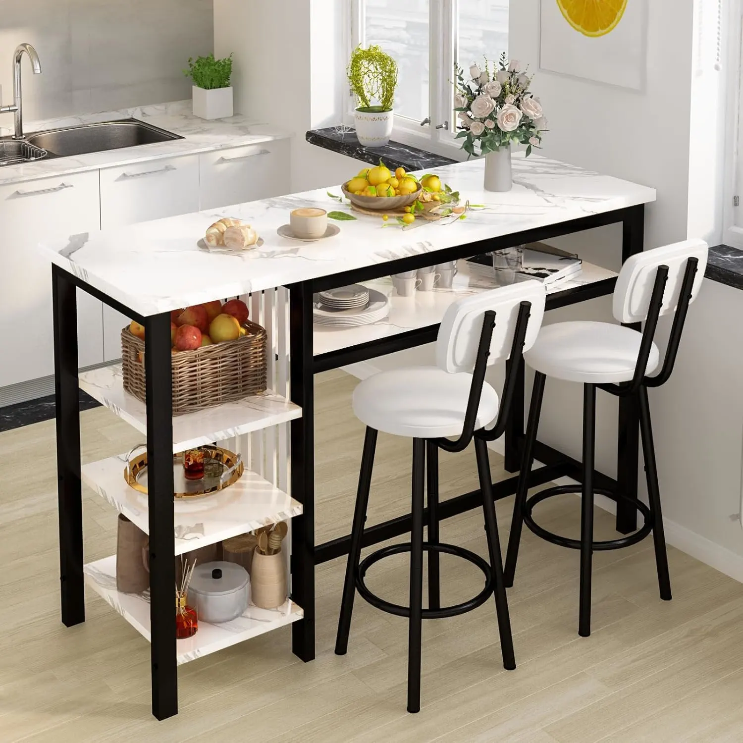 3 piece bar table set storage 1