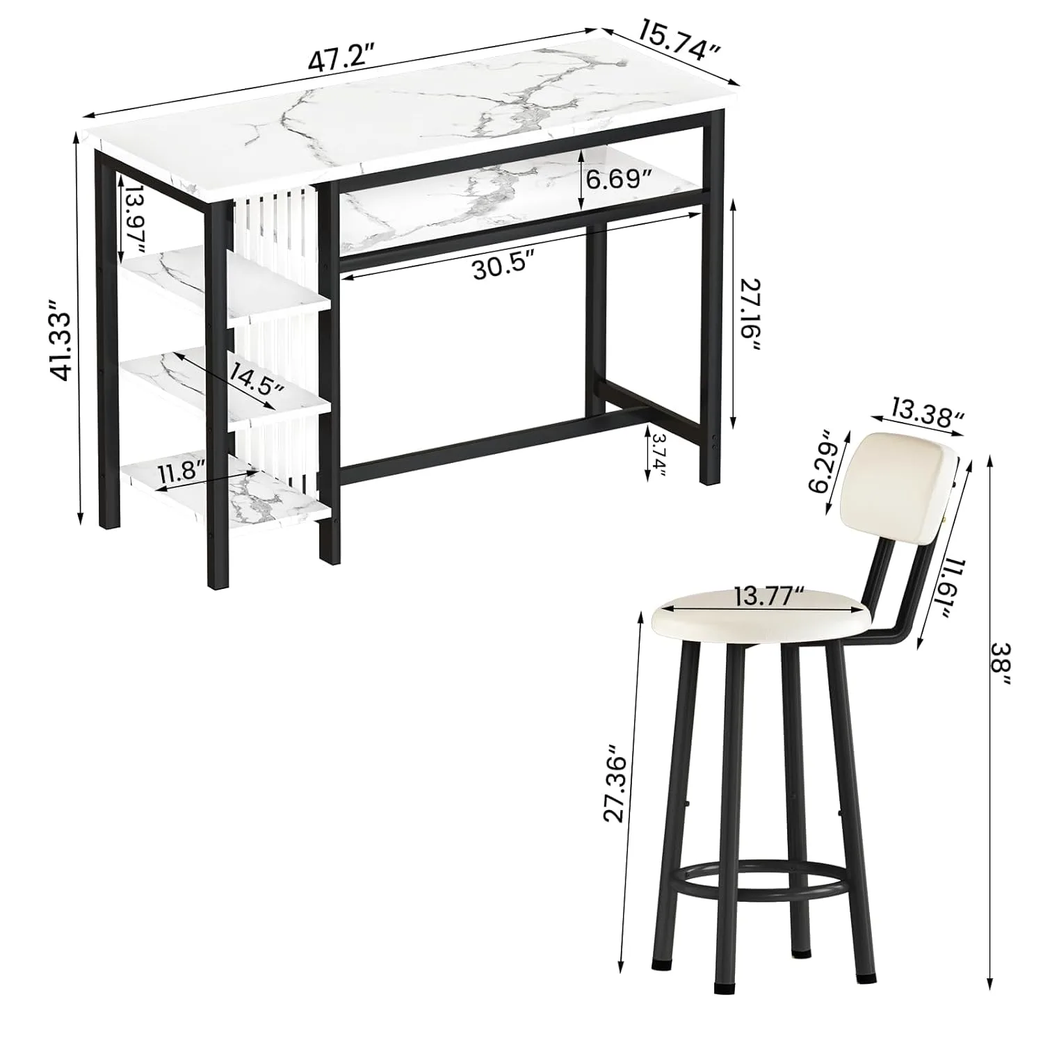 3 piece bar table set storage 2
