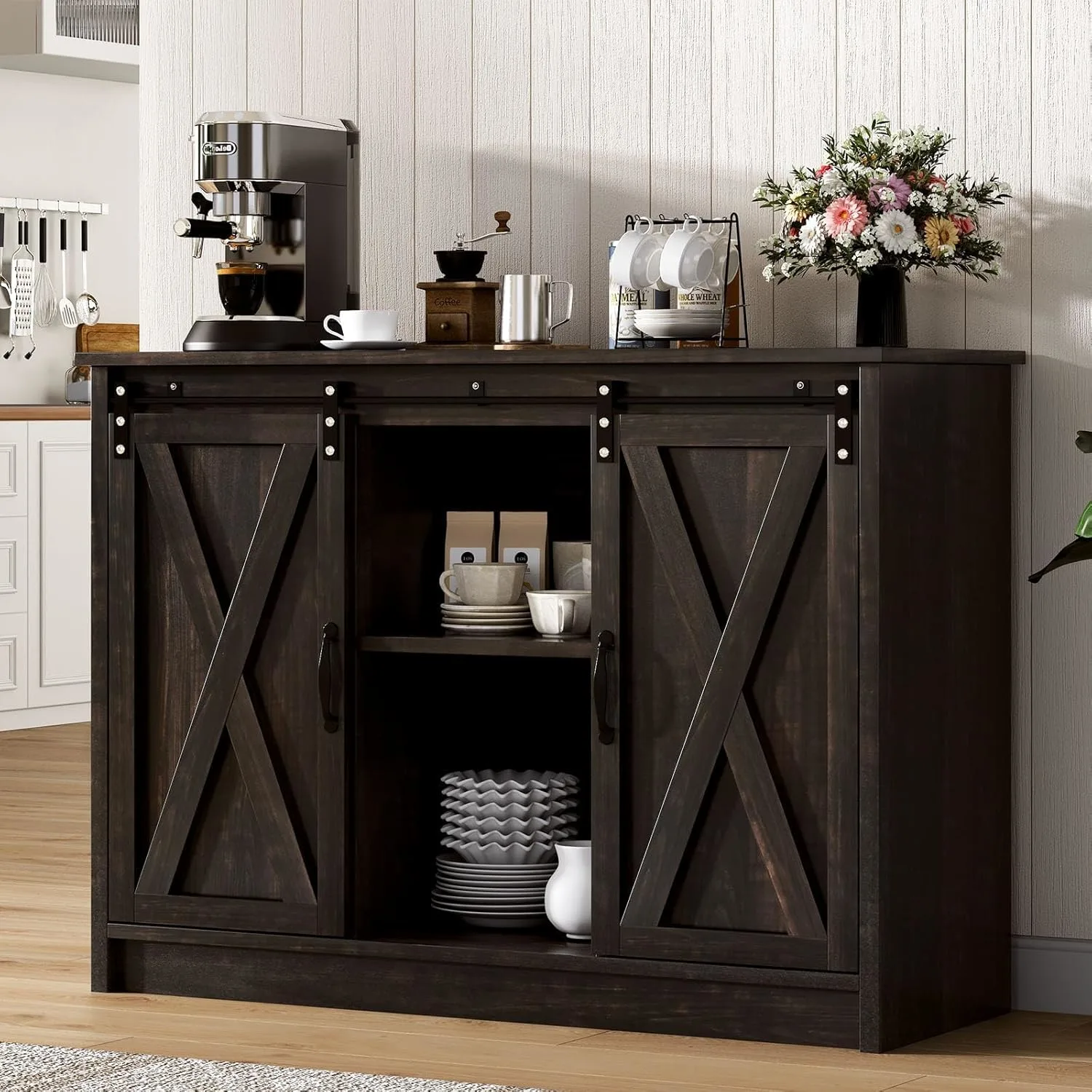 4 ever winner farmhouse coffee bar cabinet 1