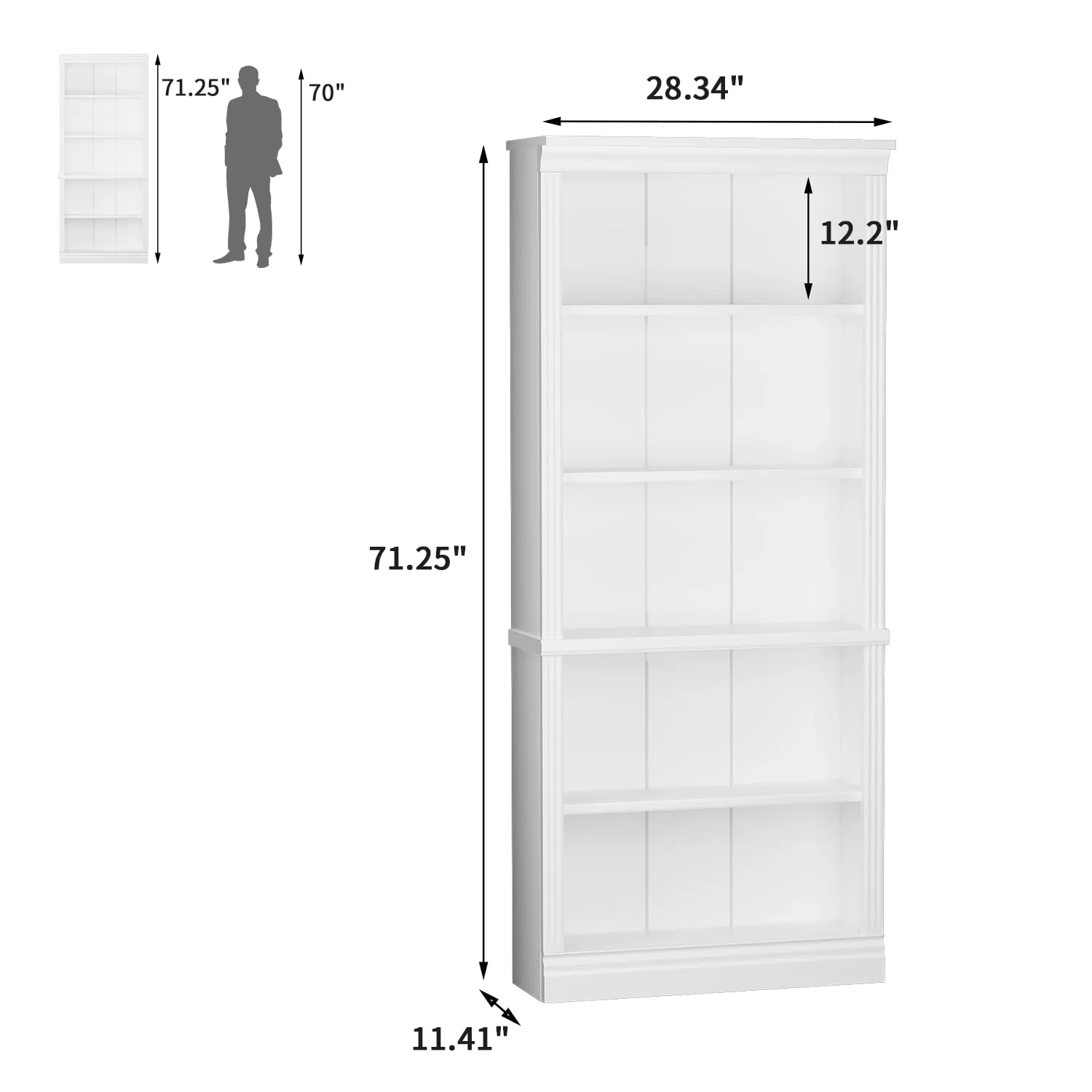 5 shelf bookcase white wooden 2