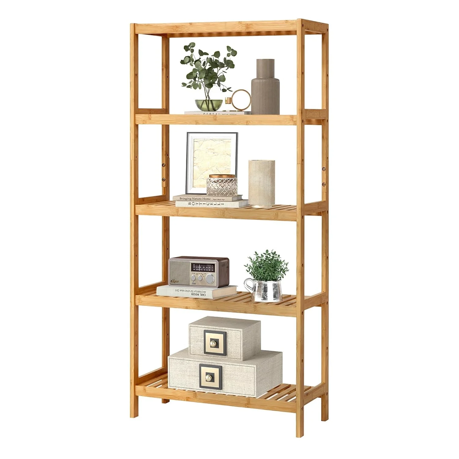 5 tier bamboo shelf storage rack 1
