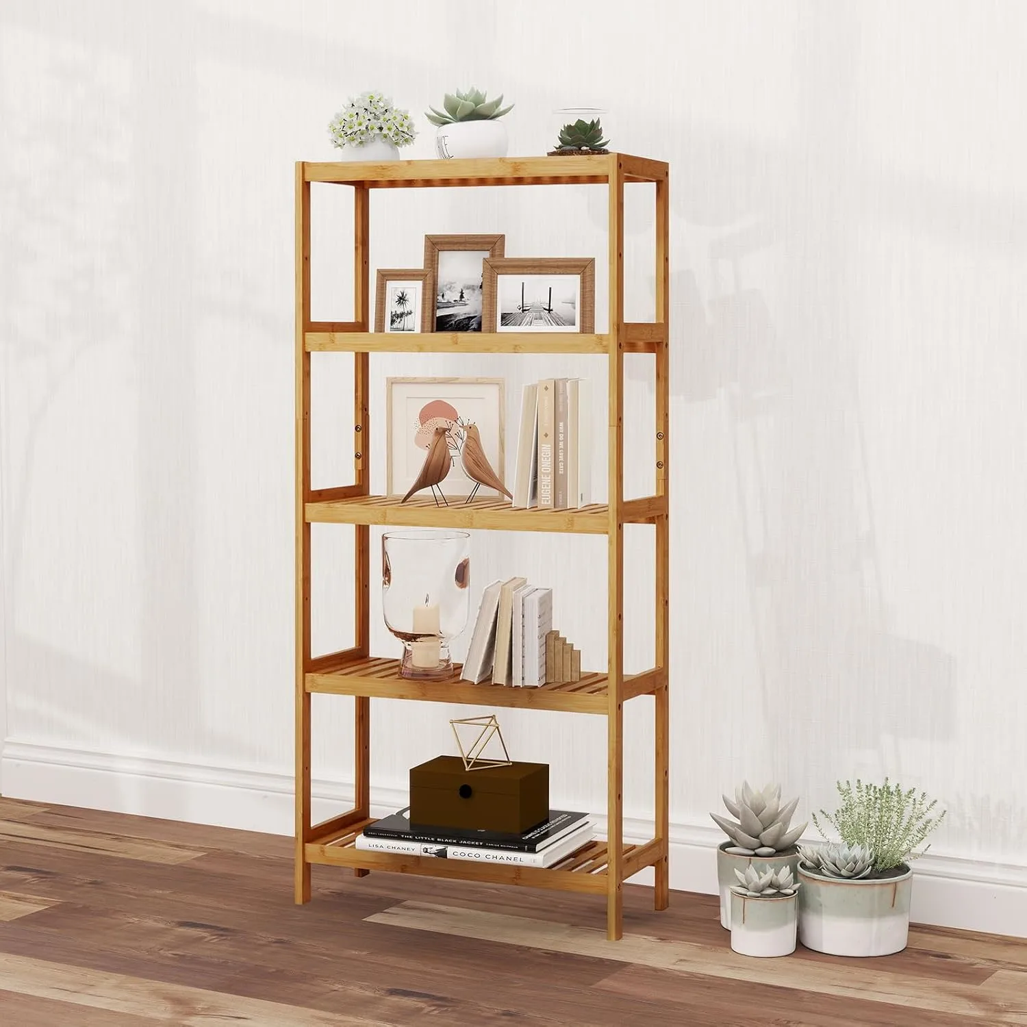 5 tier bamboo shelf storage rack 2