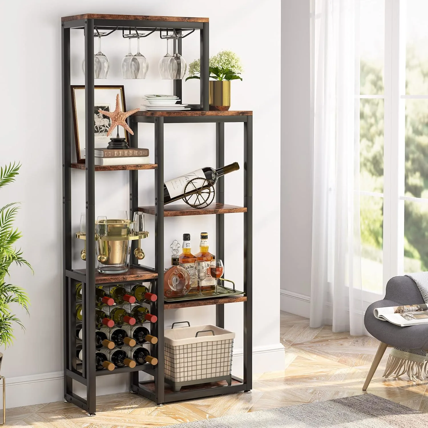 5 tier wine rack glass holder 1