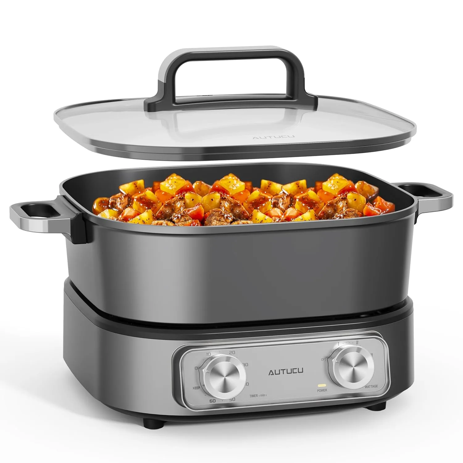 6 qt electric hot pot skillet nonstick ceramic 1600w 1