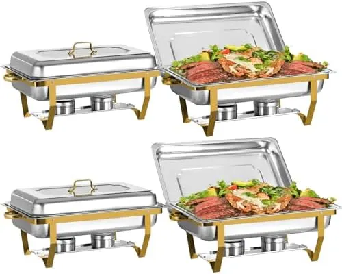 8 Qt Chafing Dishes Buffet Set, Gold & Silver