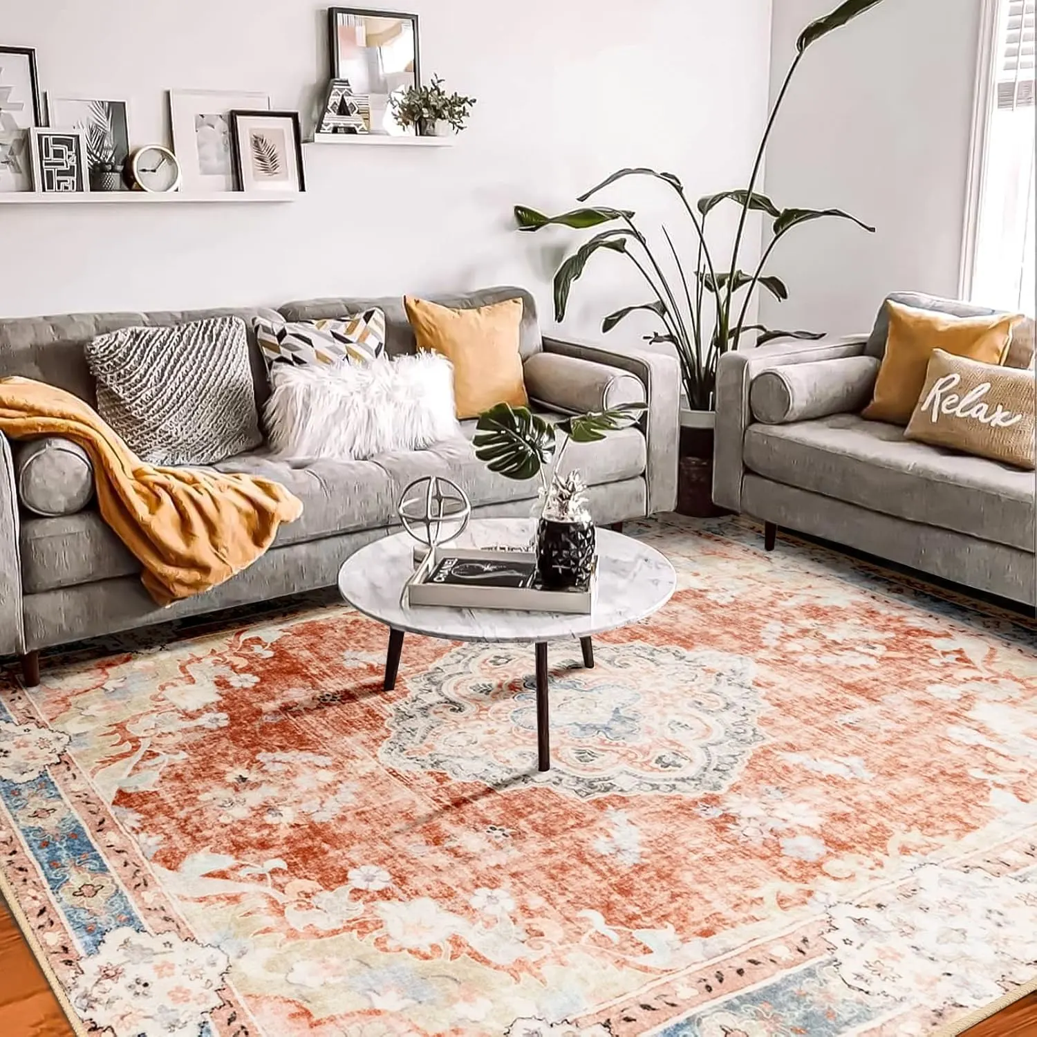 8x10 area rug washable boho 1