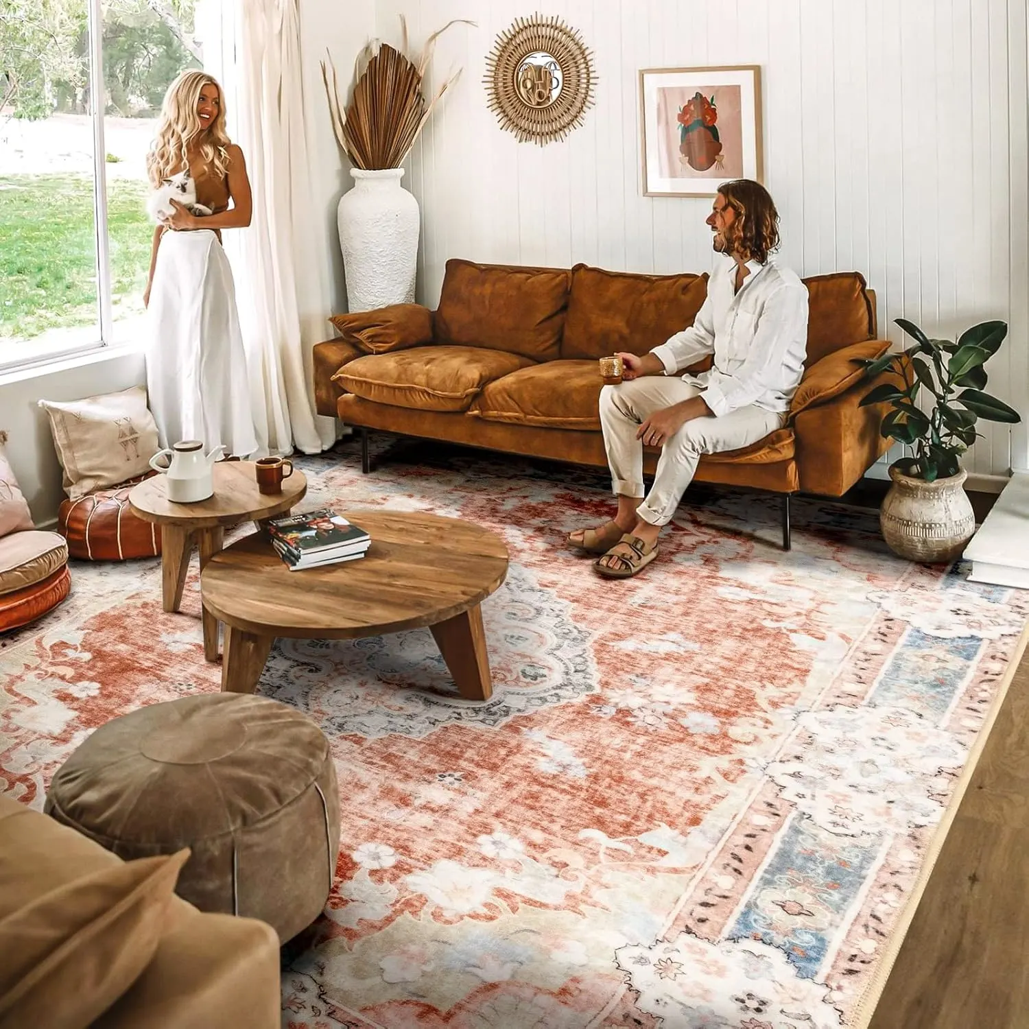 8x10 area rug washable boho 2