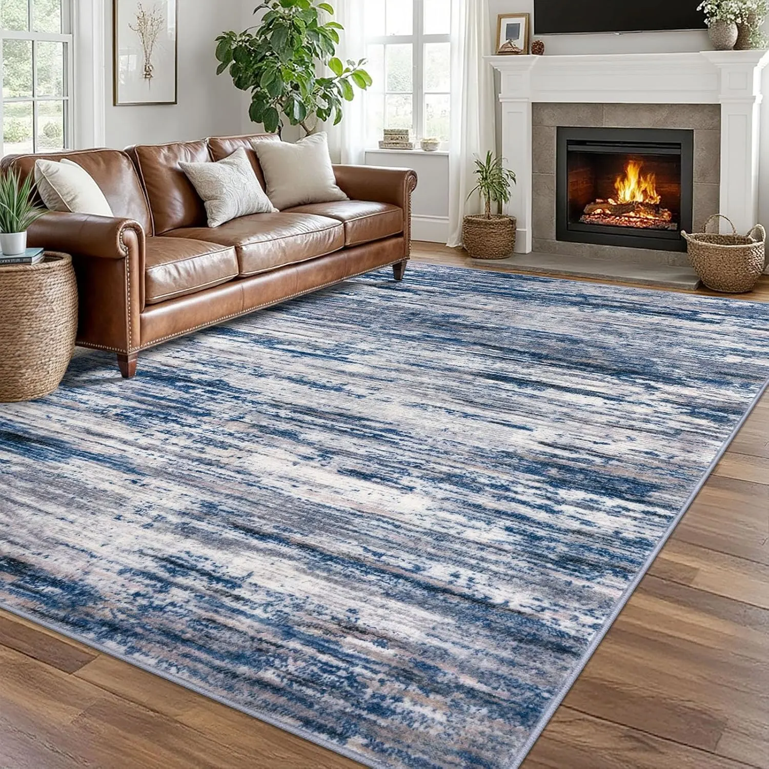 8x10 navy abstract rug 1
