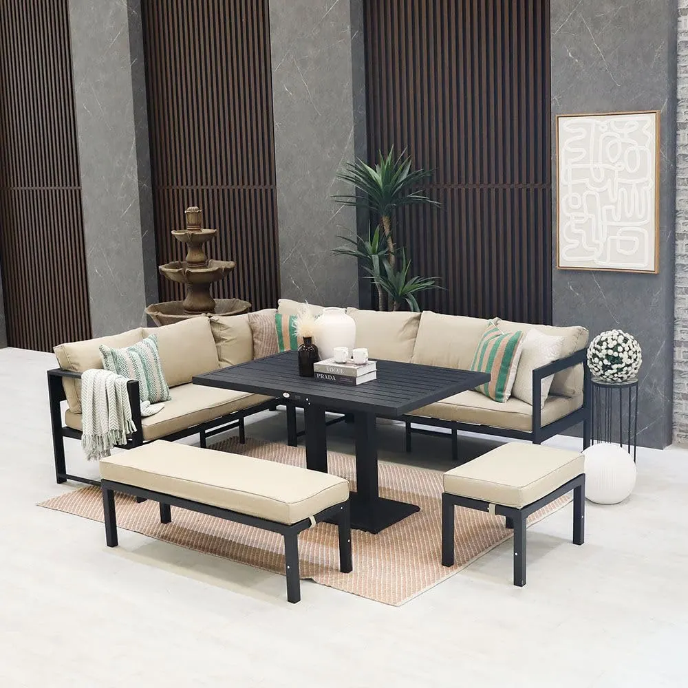 9 seater outdoor sofa dining set beige 1