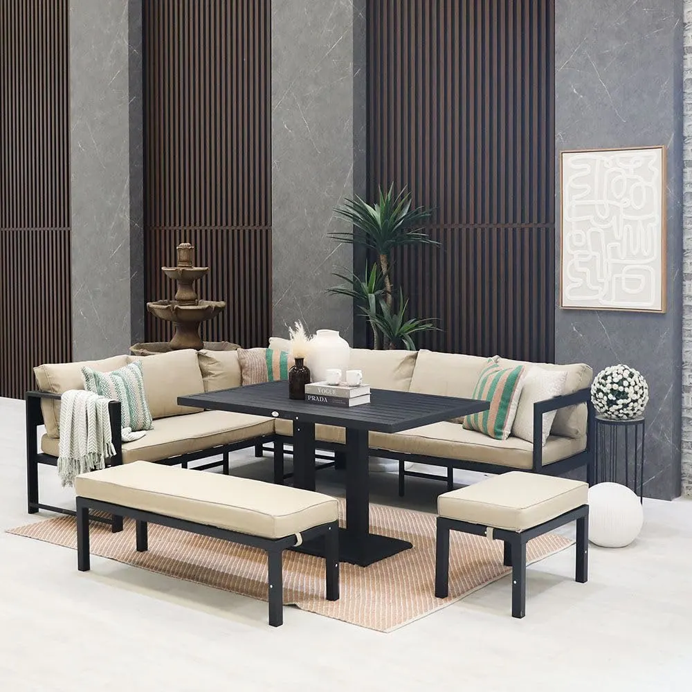 9 seater outdoor sofa dining set beige 2