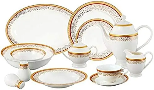 57-Piece Gold Bone China Dinnerware Set