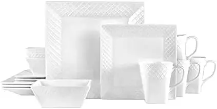 Mikasa Trellis Dinnerware Set, 16-Piece, White