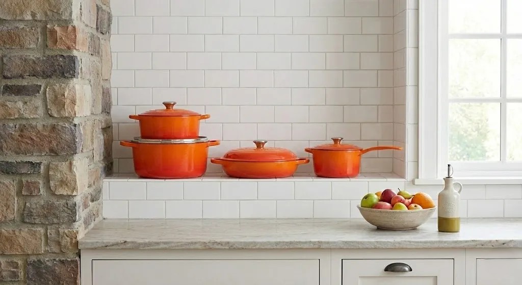 Collection of high‑quality colorful cookware pieces arranged for review and pricing guide.