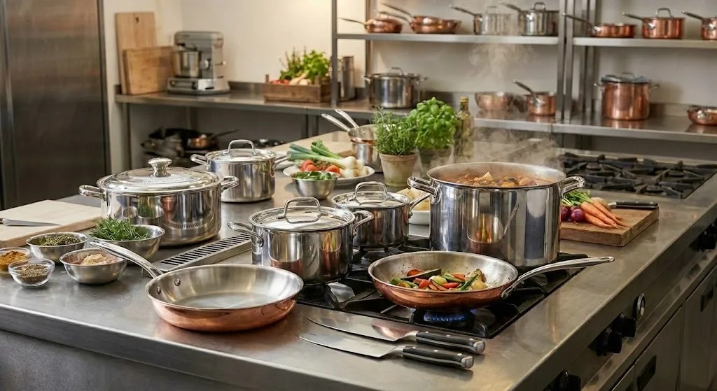 Assorted pots and pans displayed together representing an ultimate cookware collection in UAE.