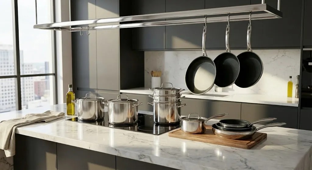 Assorted cookware pieces arranged together representing best offers and buying guide in UAE.