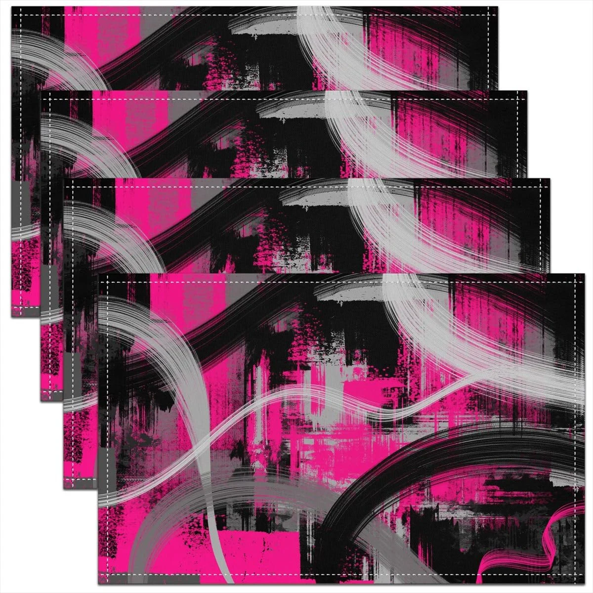 abstract placemats pink grey 1