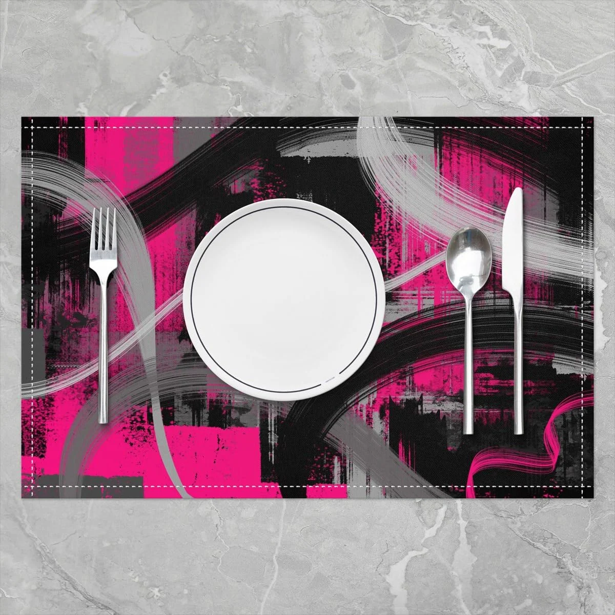 abstract placemats pink grey 2