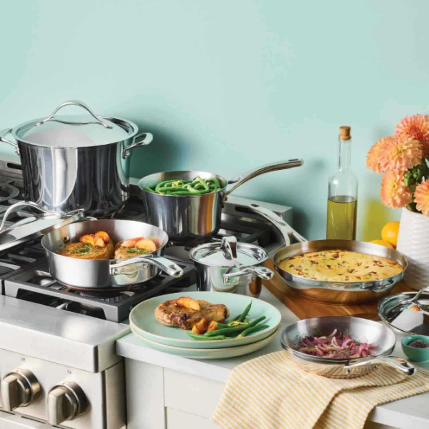 anolon nouvelle stainless cookware 10 piece 2