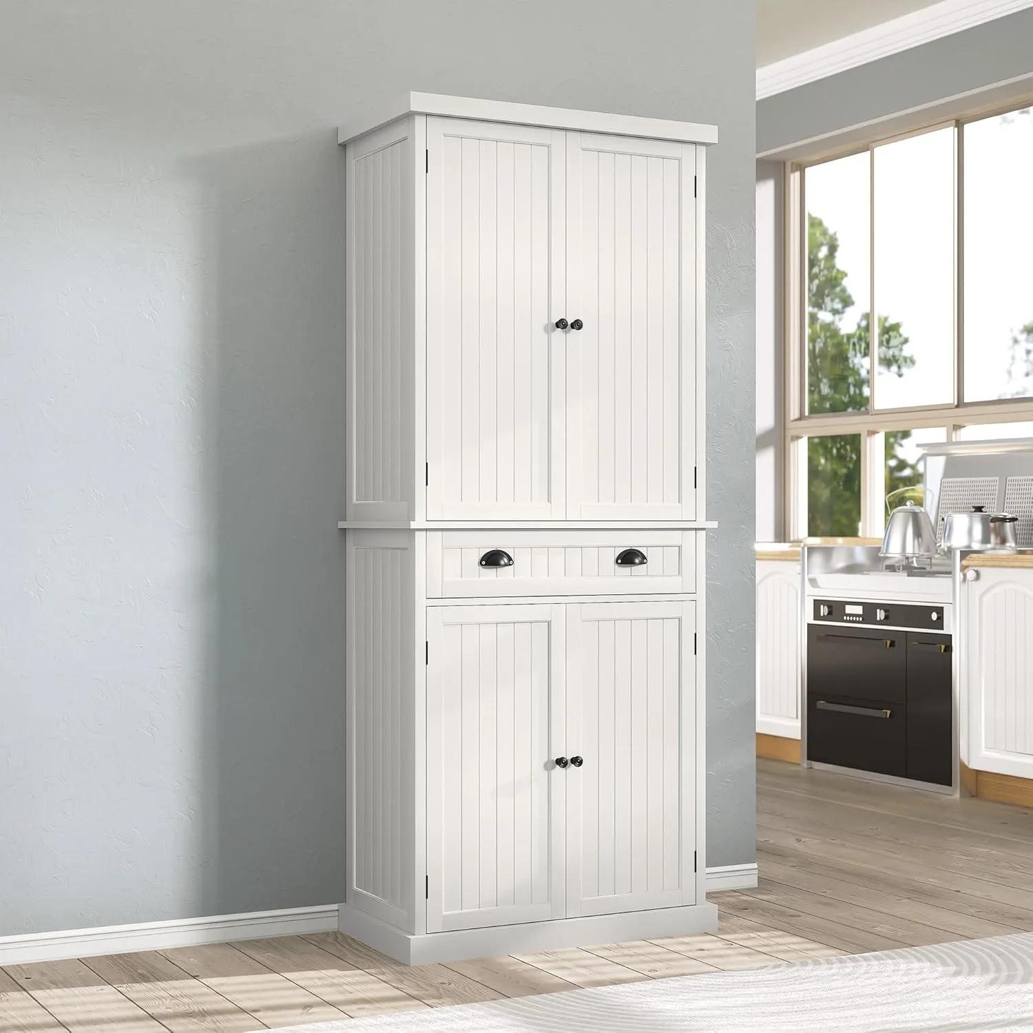 artpower 72 white kitchen pantry cabinet 1