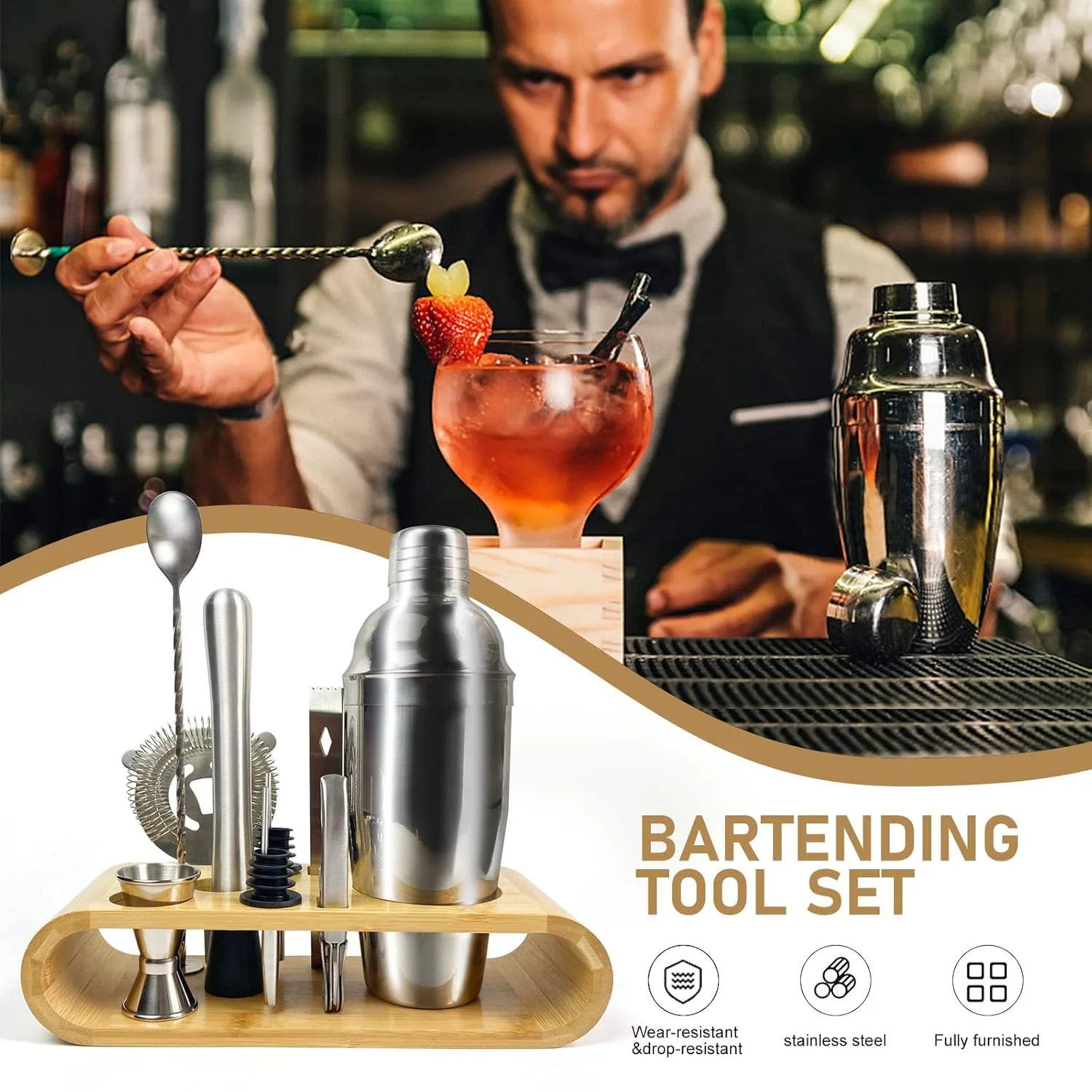 bar tool bamboo set 2