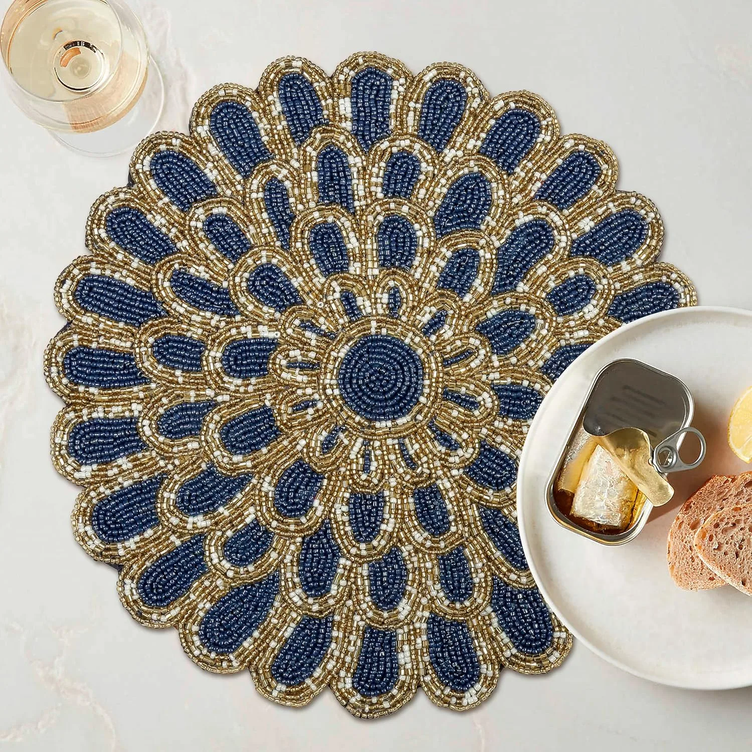 beaded placemats teal 2