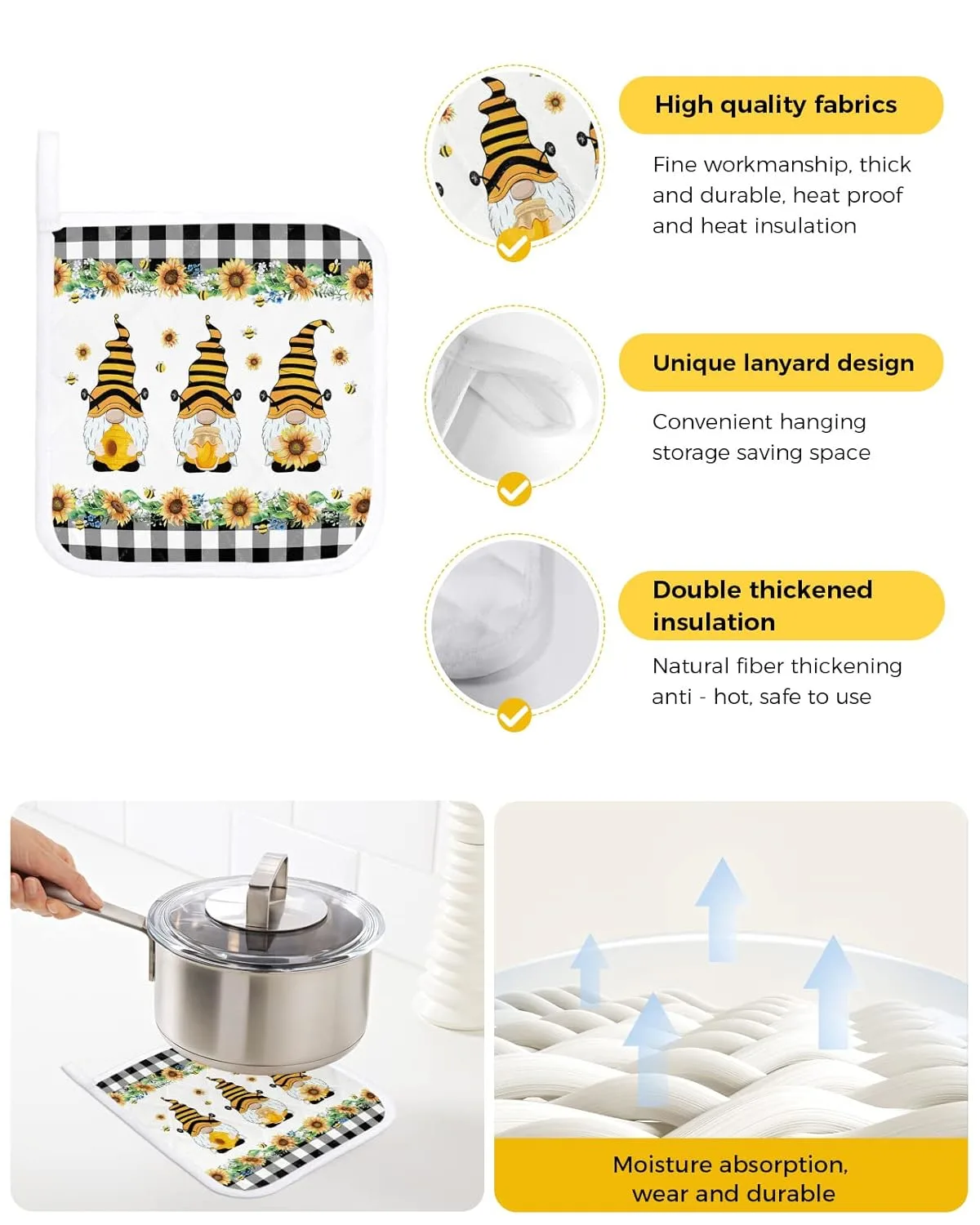 bee pot holder set 2