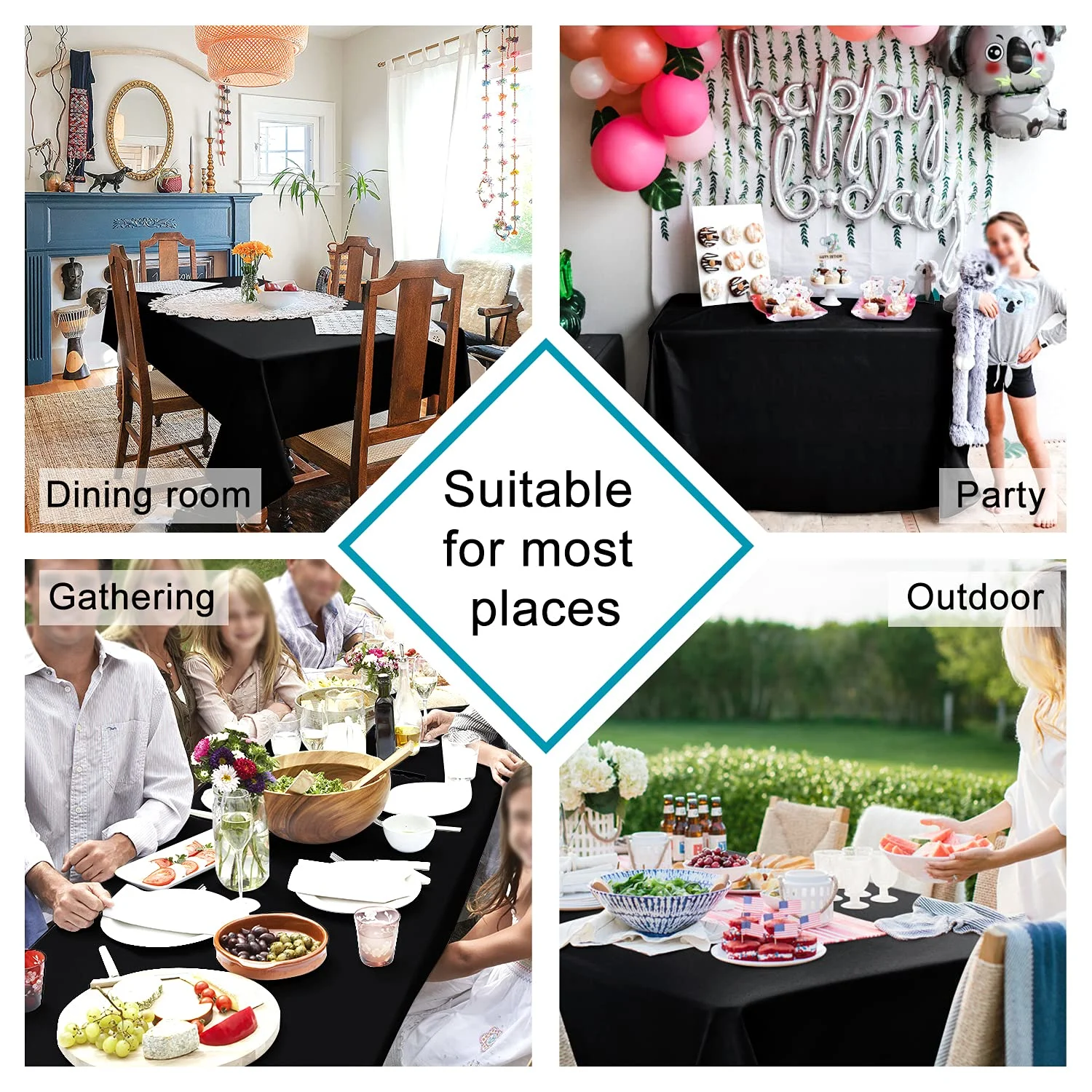 black rectangle tablecloth 2