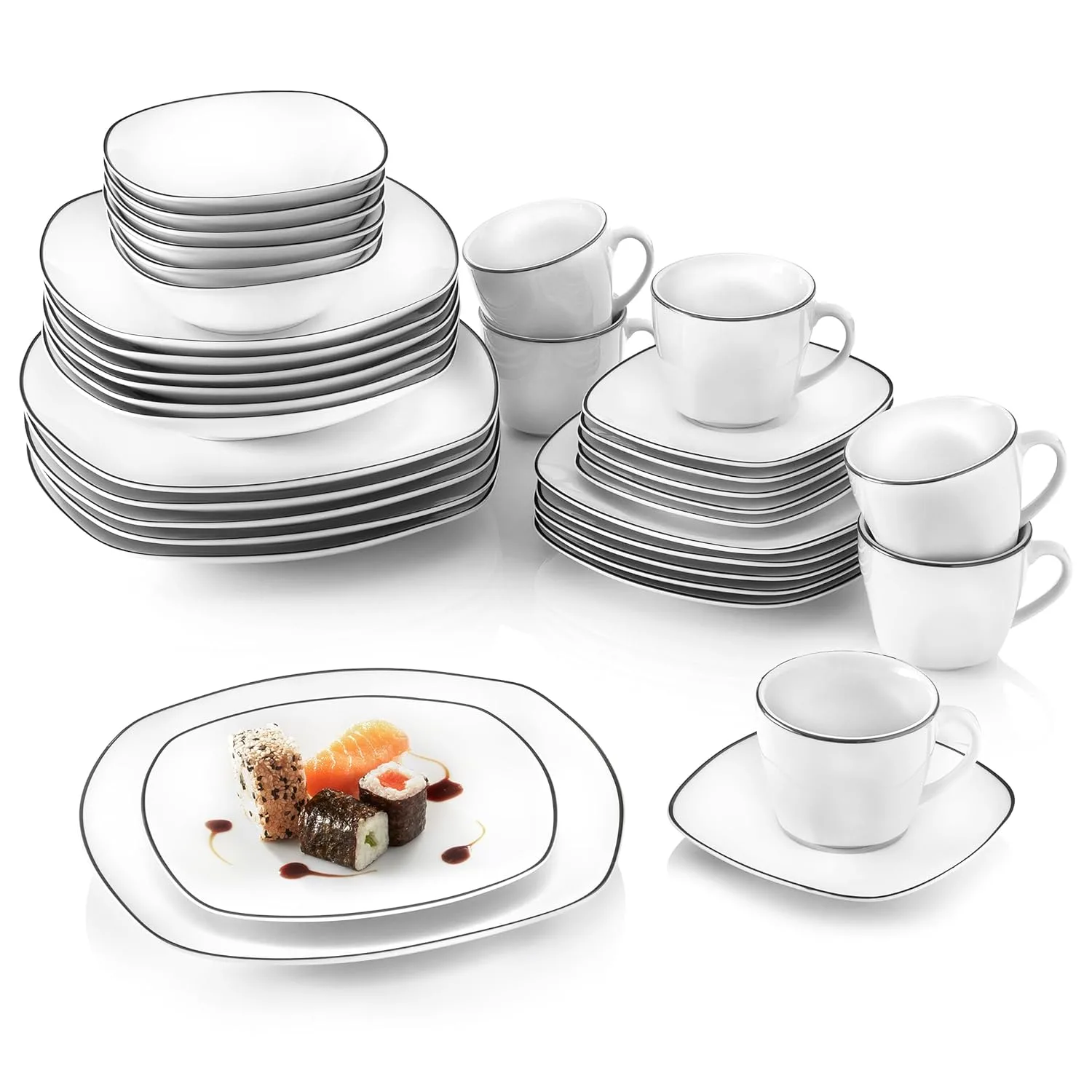 black rim dinner set 1