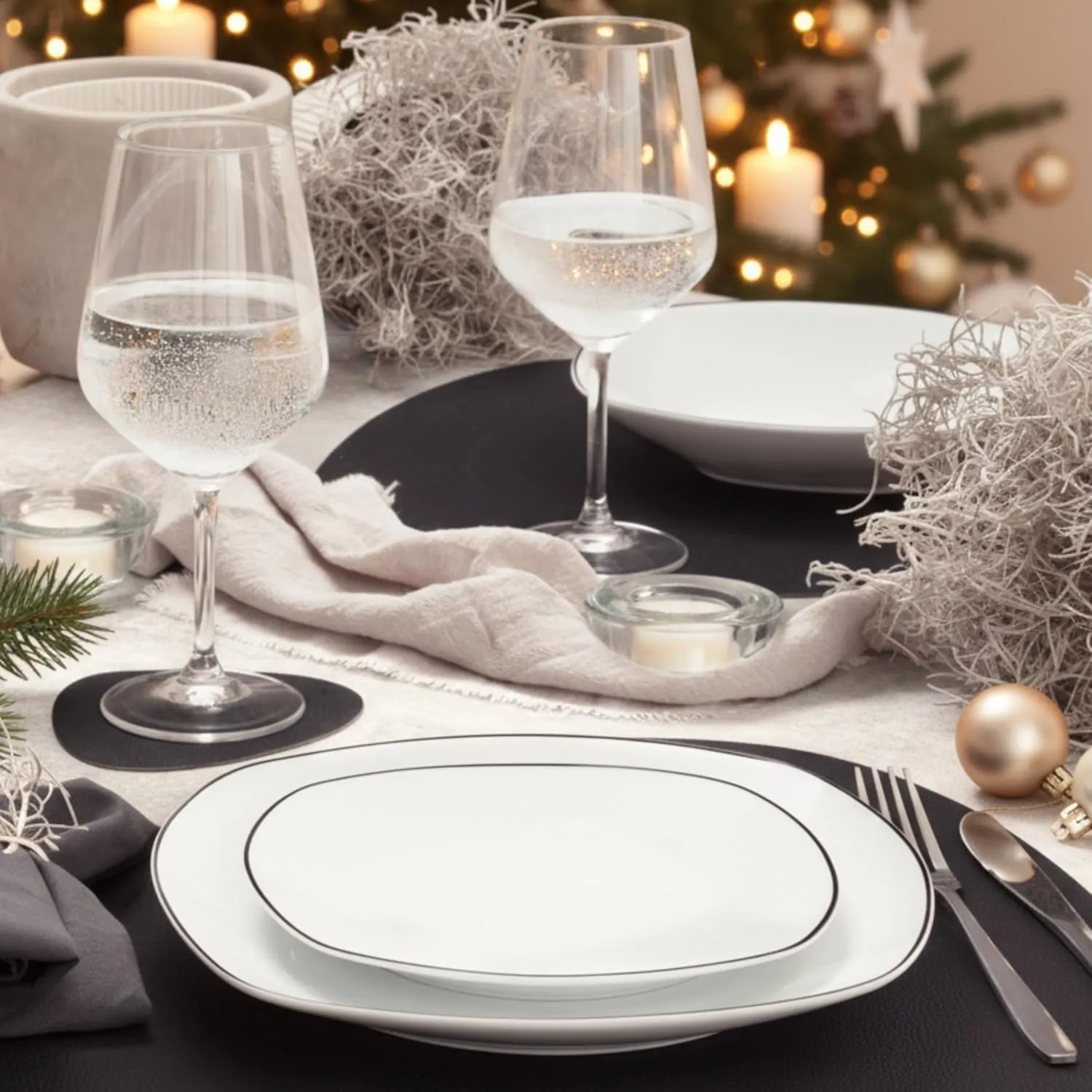 black rim dinner set 2