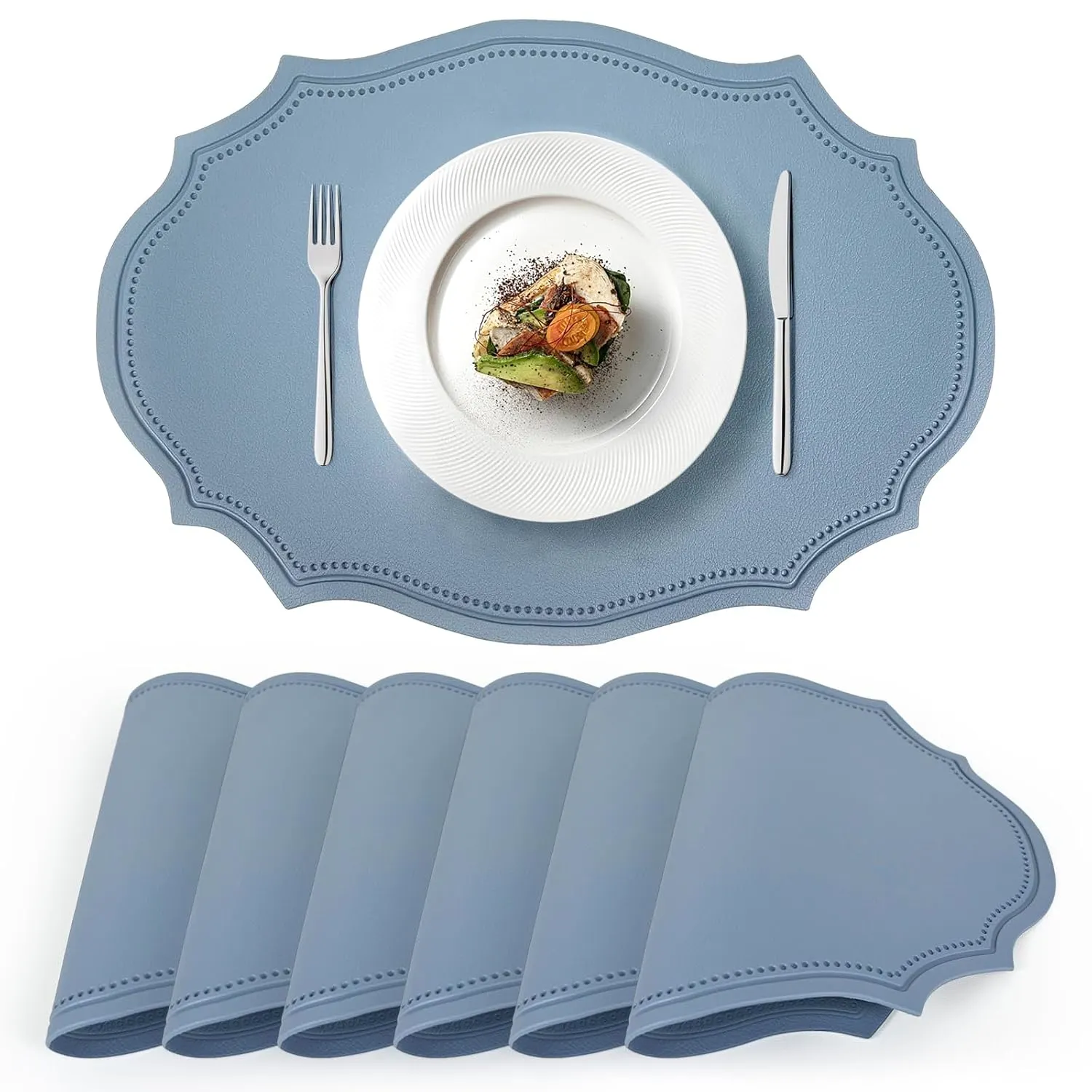 blue leather placemats set 1