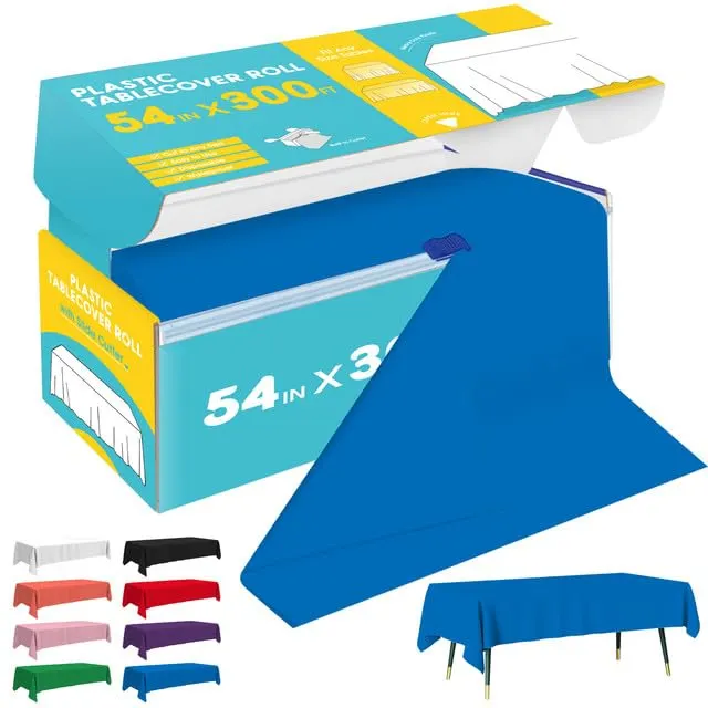 blue plastic table cover 1