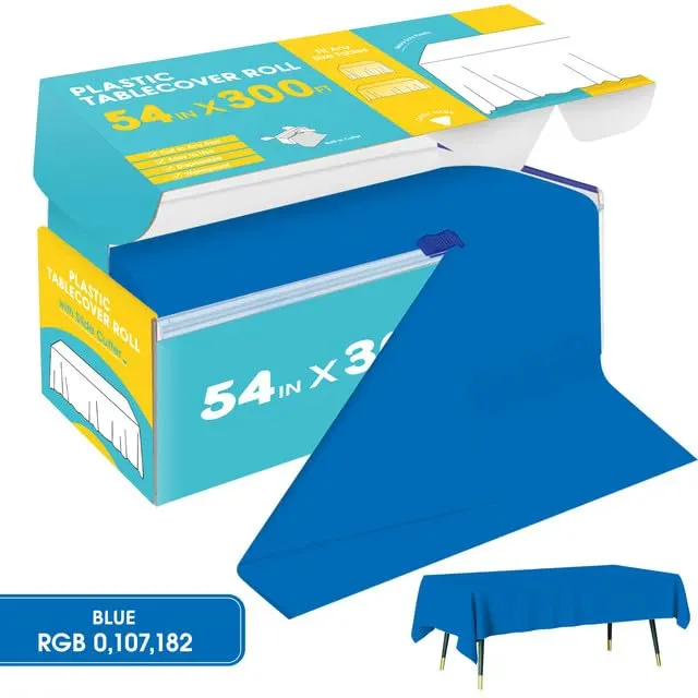 blue plastic table cover 2